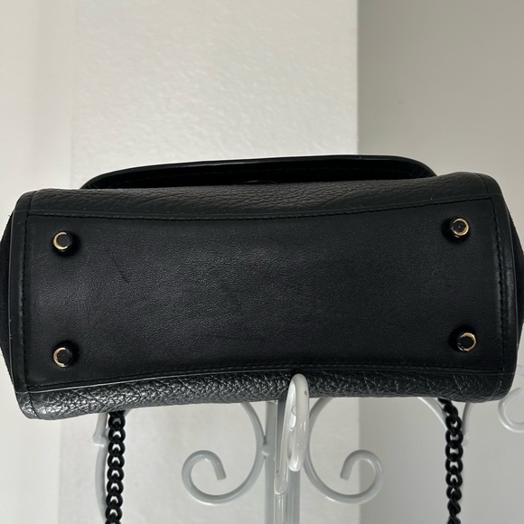 COACH Faye Crossbody Purse Bag All Black Pebbled Leather Flap F1880-F22349 - Picture 6 of 16